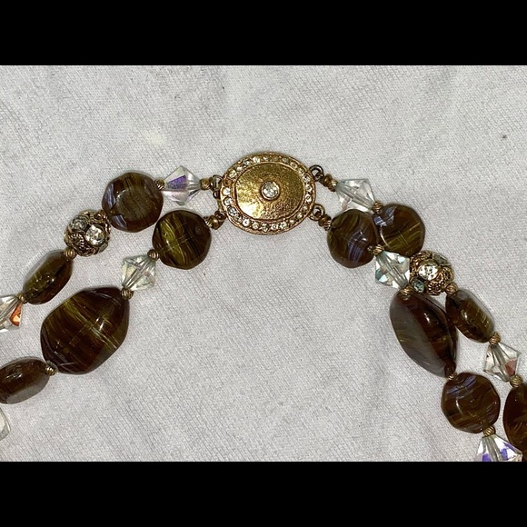 Vintage MURANO Swirl Antique 1940s Blown Glass Necklace - Picture 3 of 8